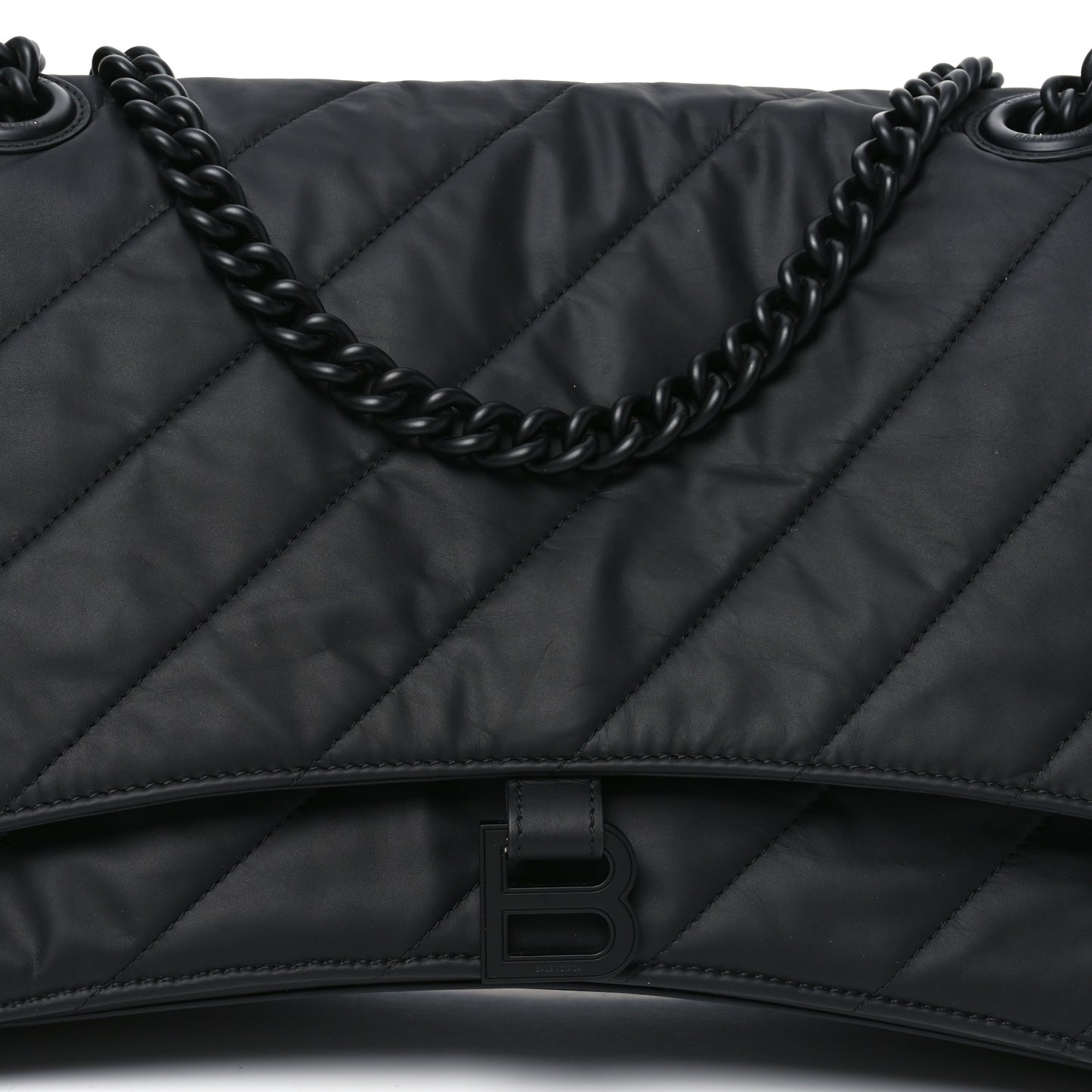 Satin Calfskin Quilted Matte Black Hardware Large Crush Chain Bag Black