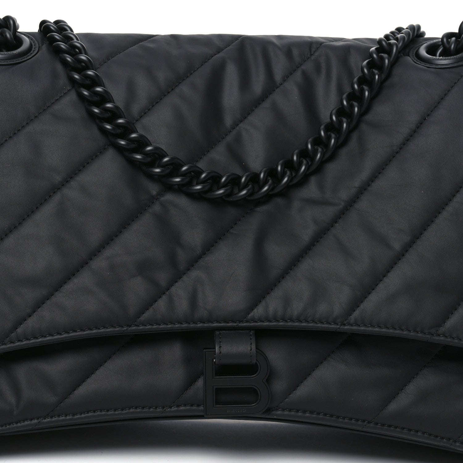 Balenciaga Satin Calfskin Quilted Matte Black Hardware Large Crush Chain Bag Black 8 of 10