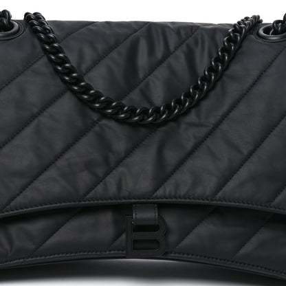 Balenciaga Satin Calfskin Quilted Matte Black Hardware Large Crush Chain Bag Black 8 of 10