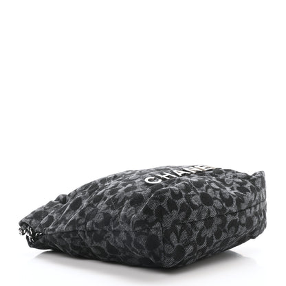 Chanel Denim Quilted Floral Print Mini Chanel 22 Black Grey 4 of 10