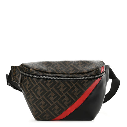 Fendi Glazed Fabric Vitello Liberty FF 1974 Diagonal Belt Bag Tobacco Rosso Black 1 of 13
