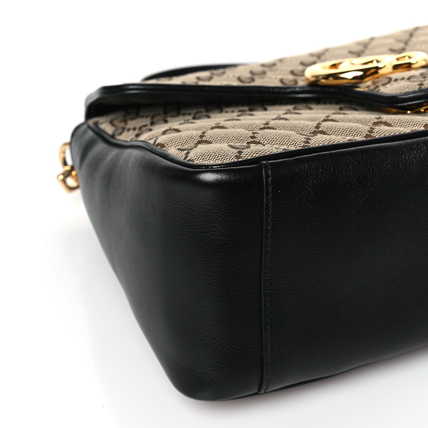 Gucci Monogram Azalea Calfskin Matelasse Diagonal Small GG Marmont Top Handle Shoulder Bag Beige Ebony Black 8 of 9