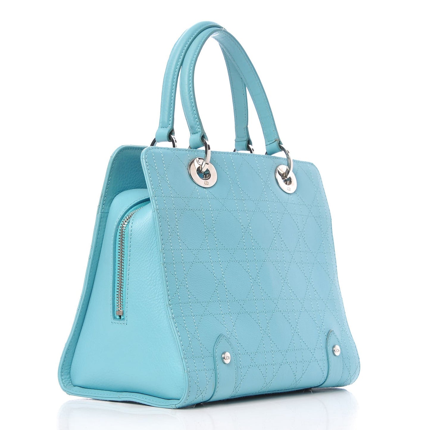 Calfskin Cannage Tote Turquoise