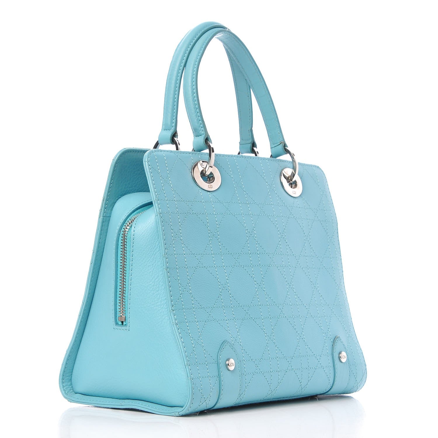 Christian Dior Calfskin Cannage Tote Turquoise 3 of 17
