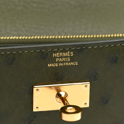 Hermes Ostrich Kelly Wallet To Go Vert Veronese 5 of 10