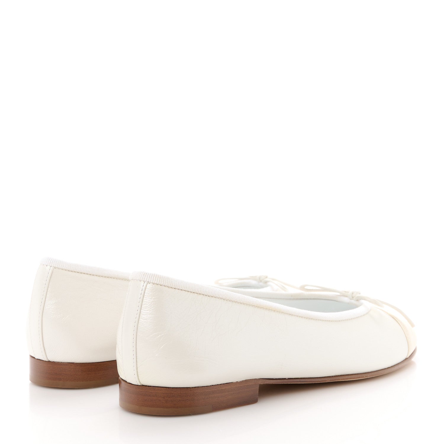 Chanel Iridescent Lambskin Cap Toe CC Ballerina Flats 37.5 White 4 of 9