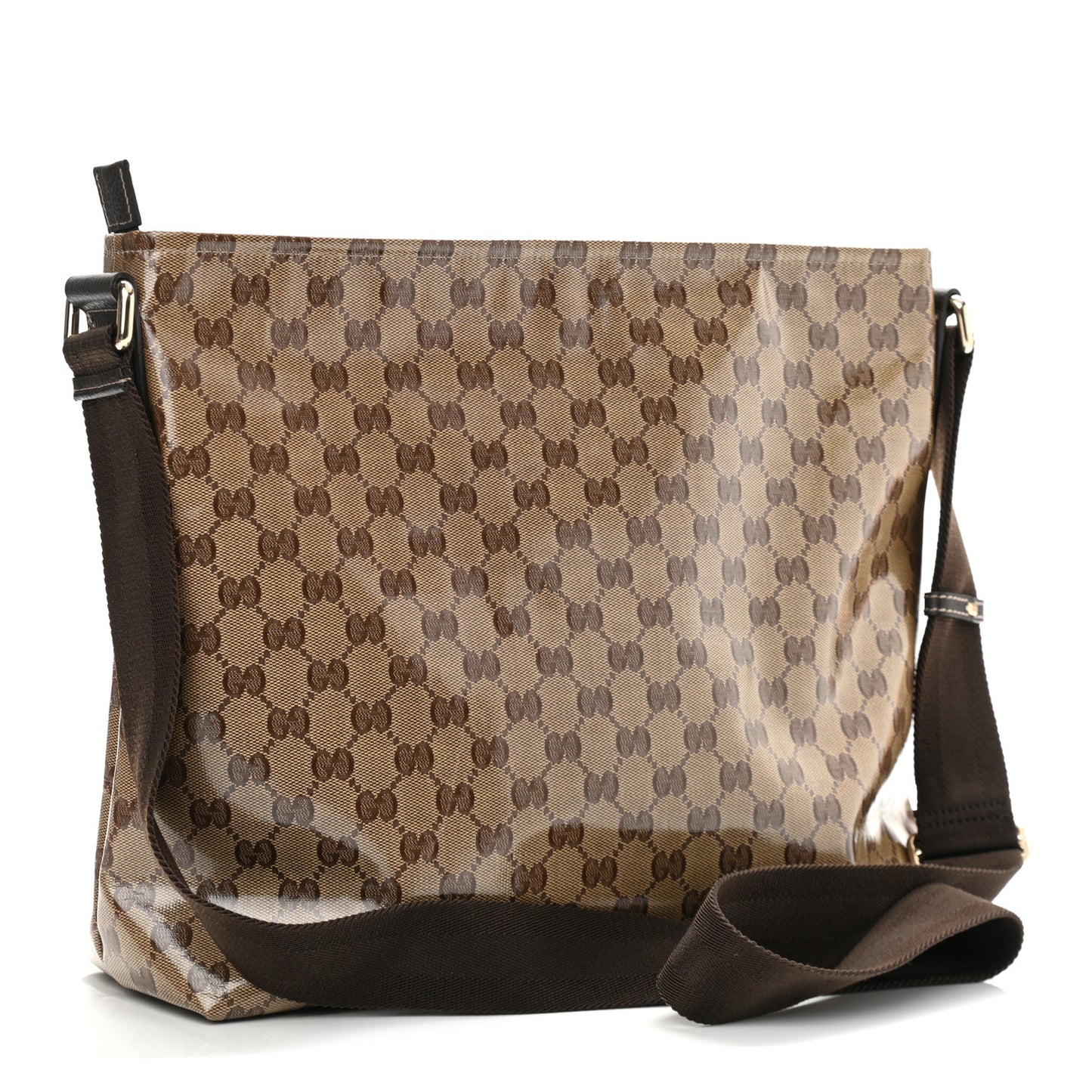 Crystal Monogram Large Flat Messenger Bag Dark Brown