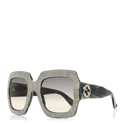 Gucci Crystal Square Frame Sunglasses GG0048S Grey 1 of 8