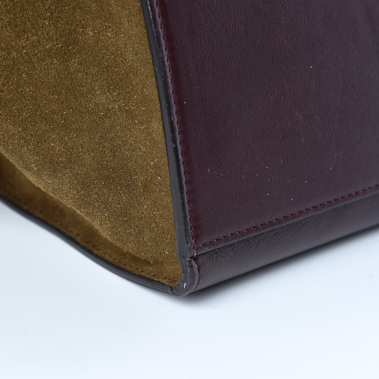 Smooth Calfskin Suede Medium Tri-Color Trapeze Burgundy