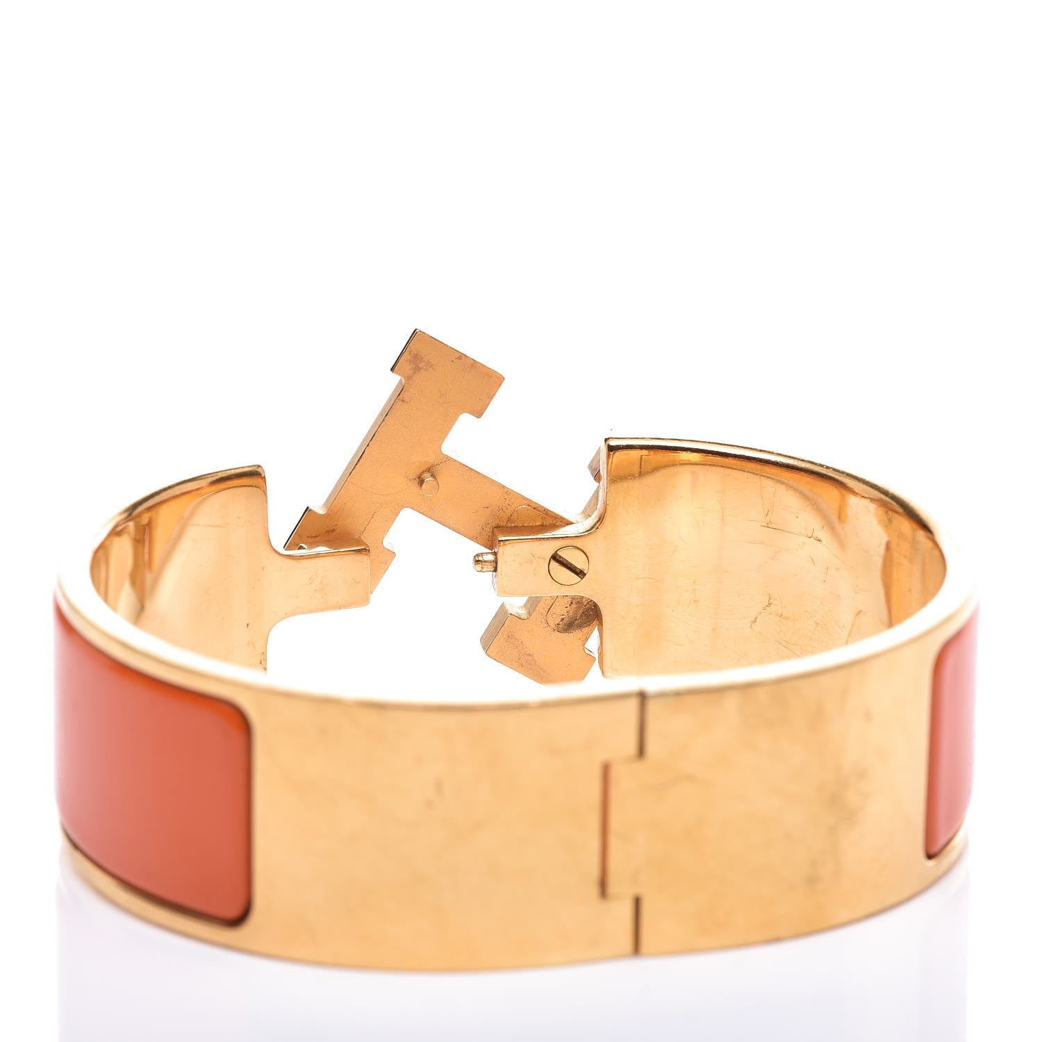Hermes Enamel Wide Clic Clac H Bracelet GM Orange 6 of 8