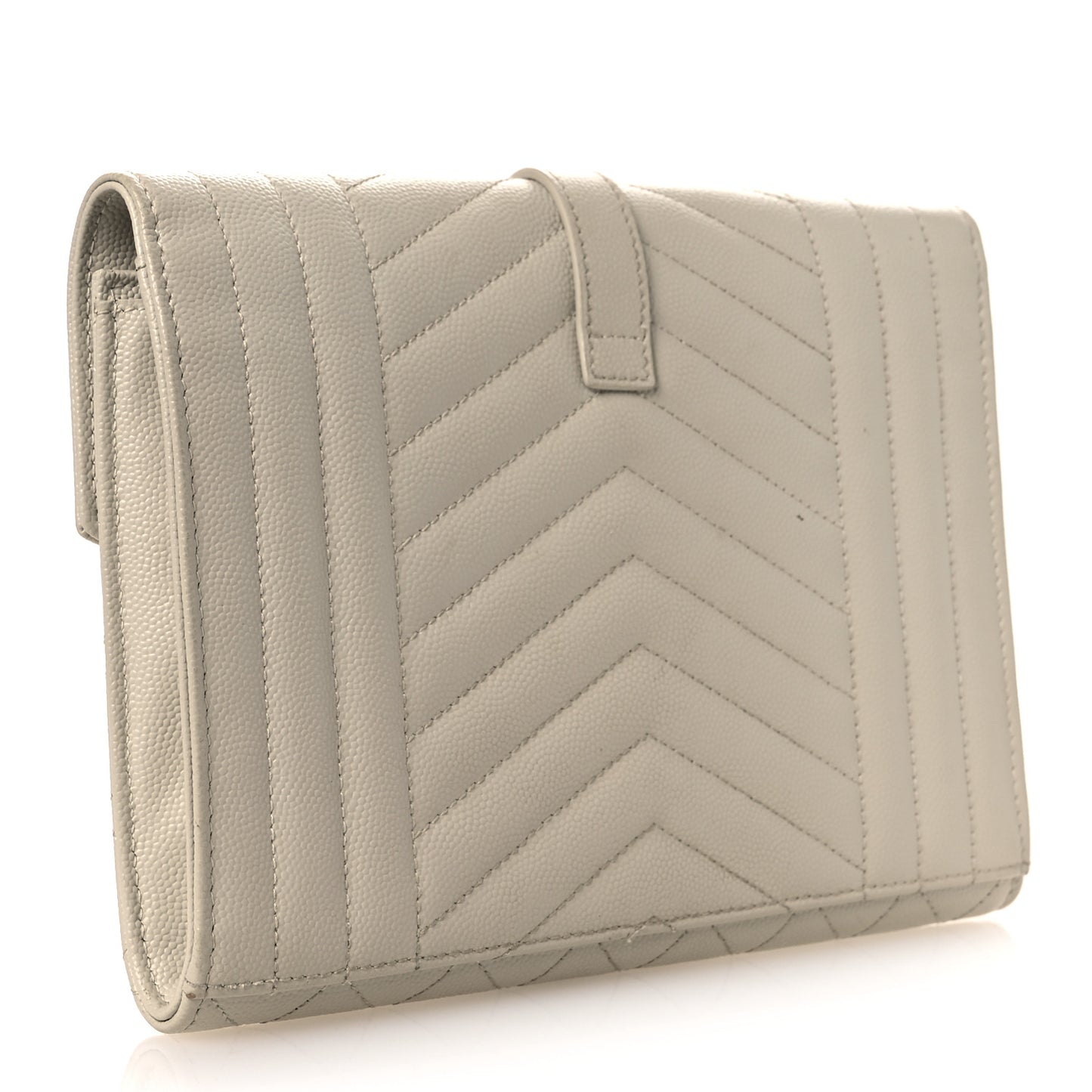 Grain De Poudre Textured Mixed Matelasse Triquilt Monogram Clutch Blanc Vintage
