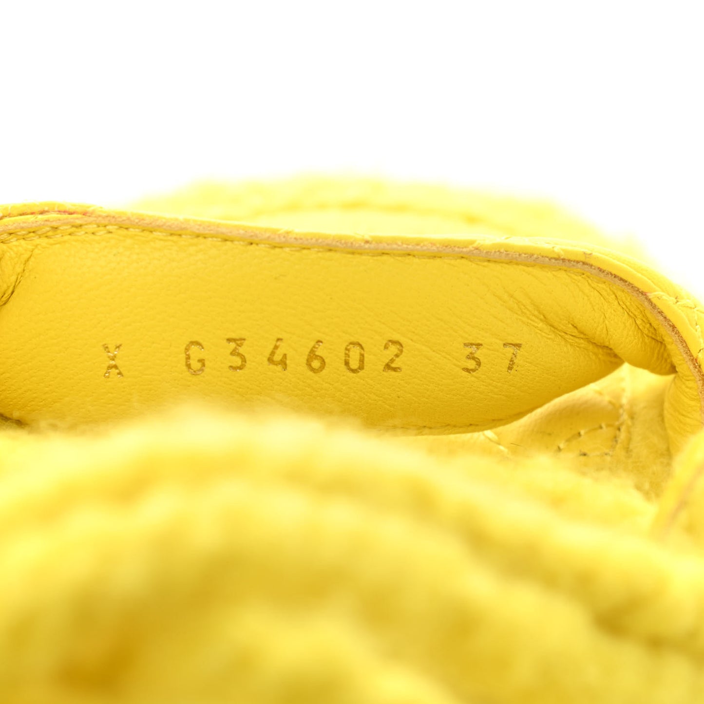 Cord Lambskin Quilted Logo Sandals 37 Yellow