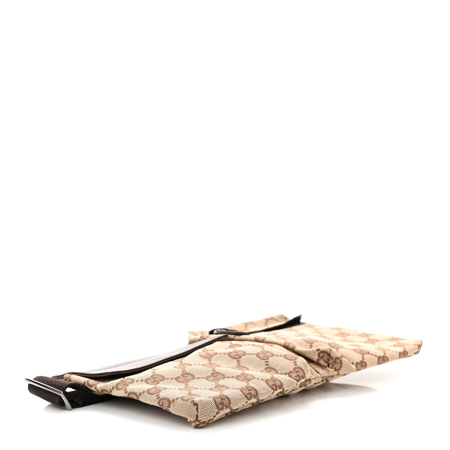 GG Monogram Double Pocket Belt Bag Dark Brown