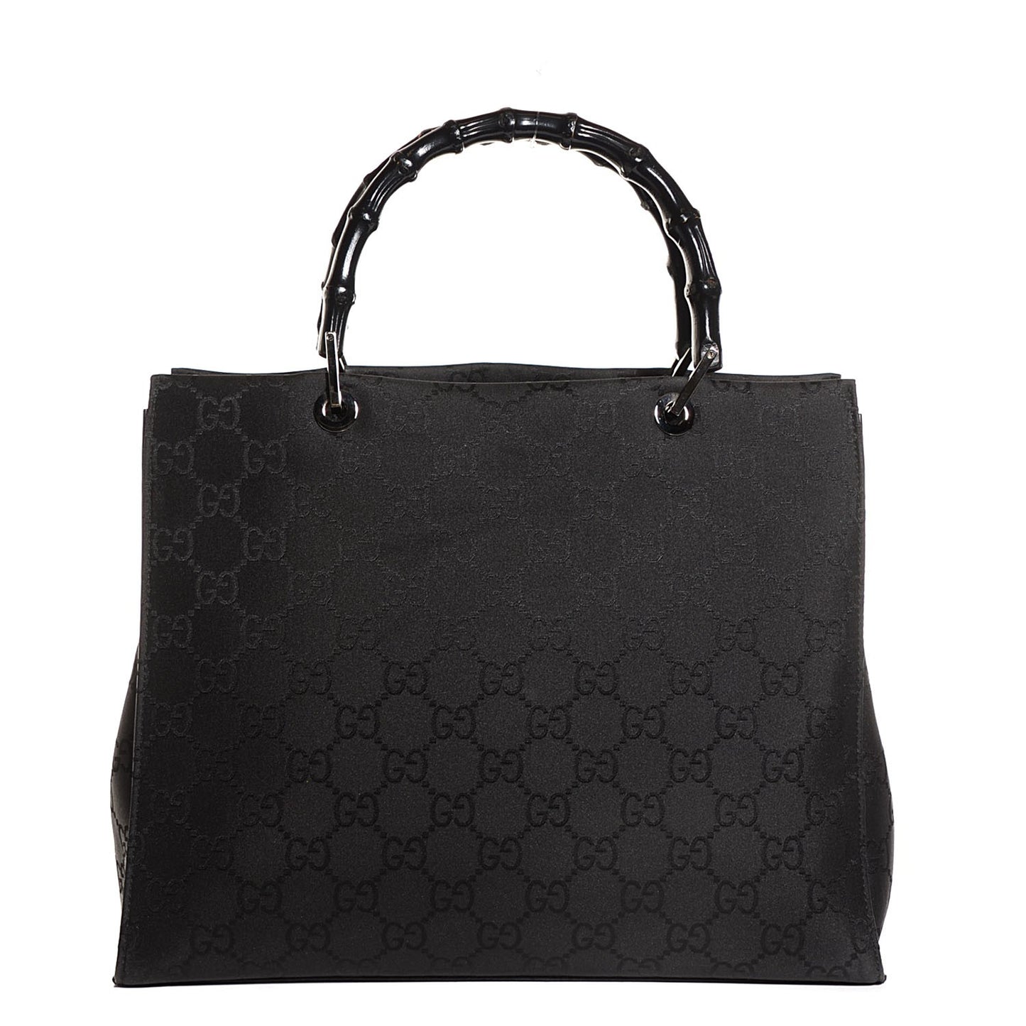 Nylon Monogram Large Bamboo Shopper Tote Black