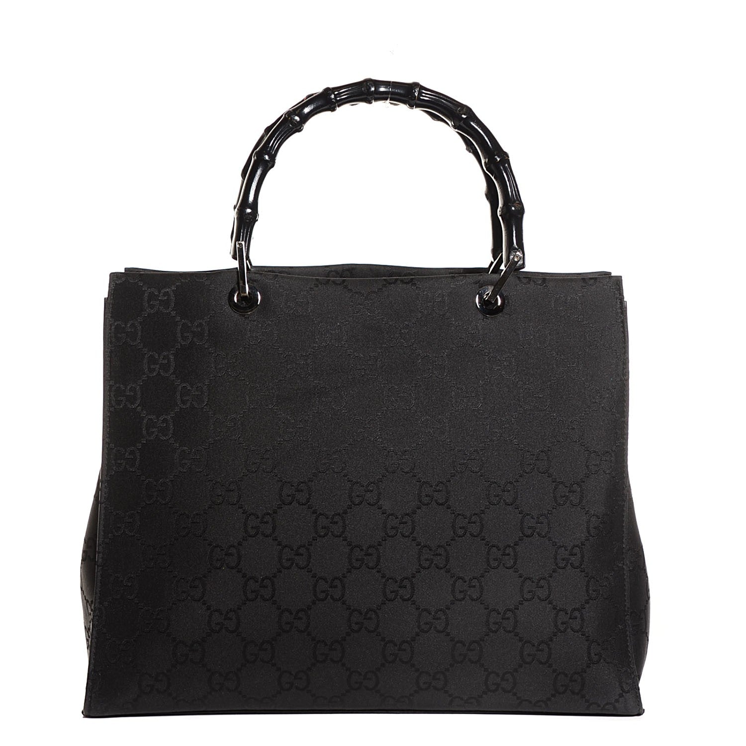 Gucci Nylon Monogram Large Bamboo Shopper Tote Black 1 of 8