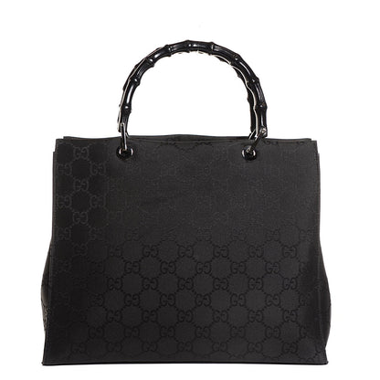 Gucci Nylon Monogram Large Bamboo Shopper Tote Black 1 of 8