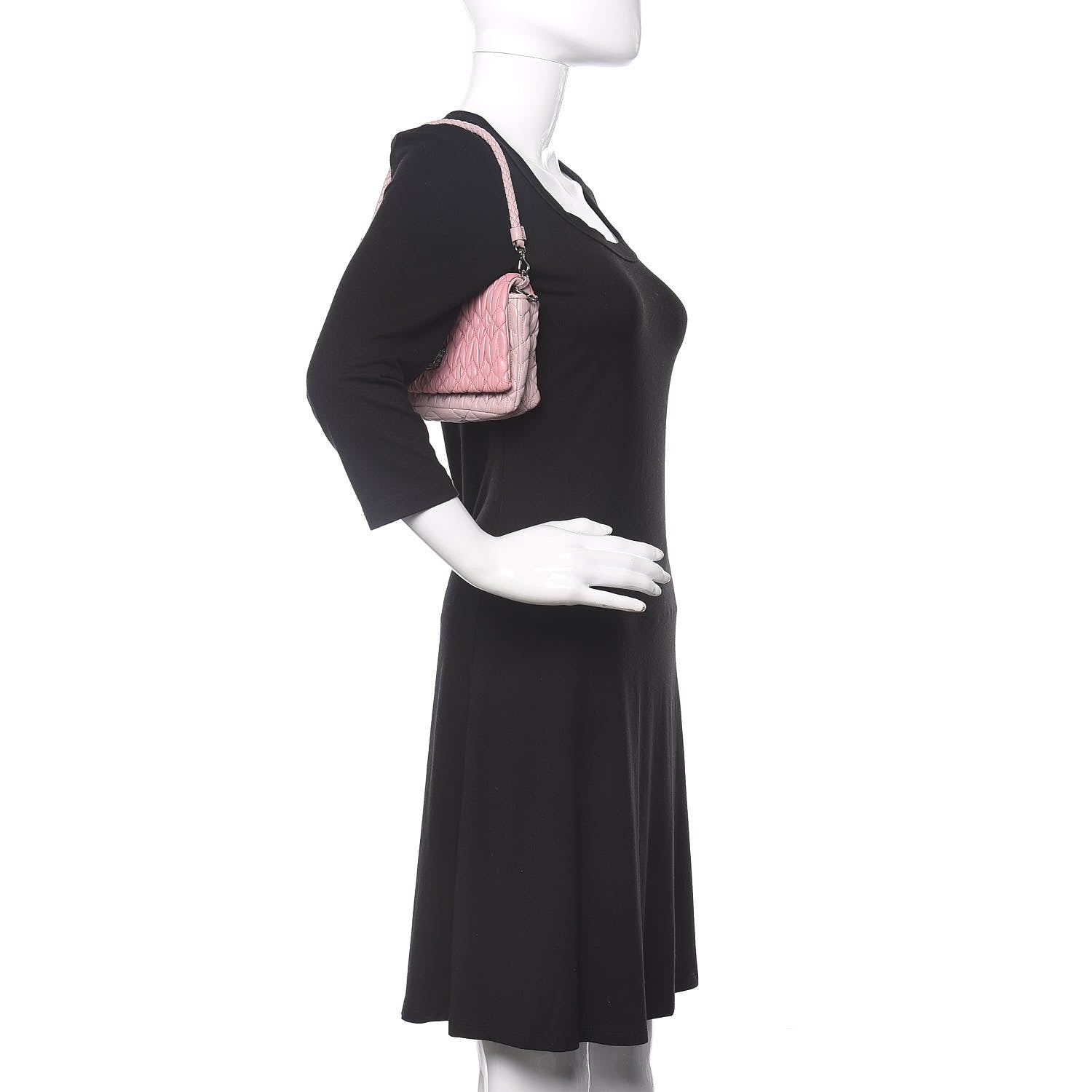 Miu Miu Nappa Matelasse Crystal Shoulder Bag Rosa 2 of 11