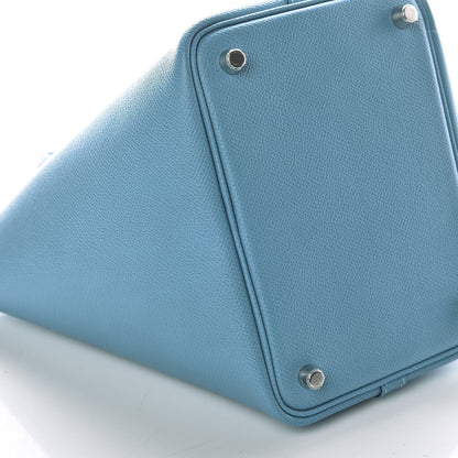 Hermes Epsom Tressage De Cuir Picotin Lock 18 PM Bleu Du Nord Rouge De Coeur Gold 7 of 10