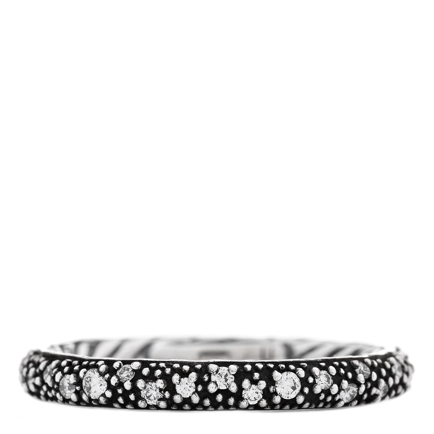 David Yurman Sterling Silver Diamond 3mm Midnight Melange Band Ring 54 6.75 3 of 5