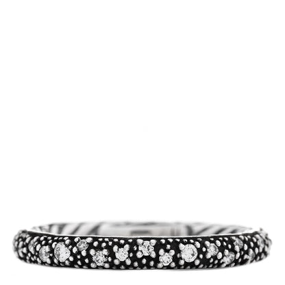 David Yurman Sterling Silver Diamond 3mm Midnight Melange Band Ring 54 6.75 3 of 5