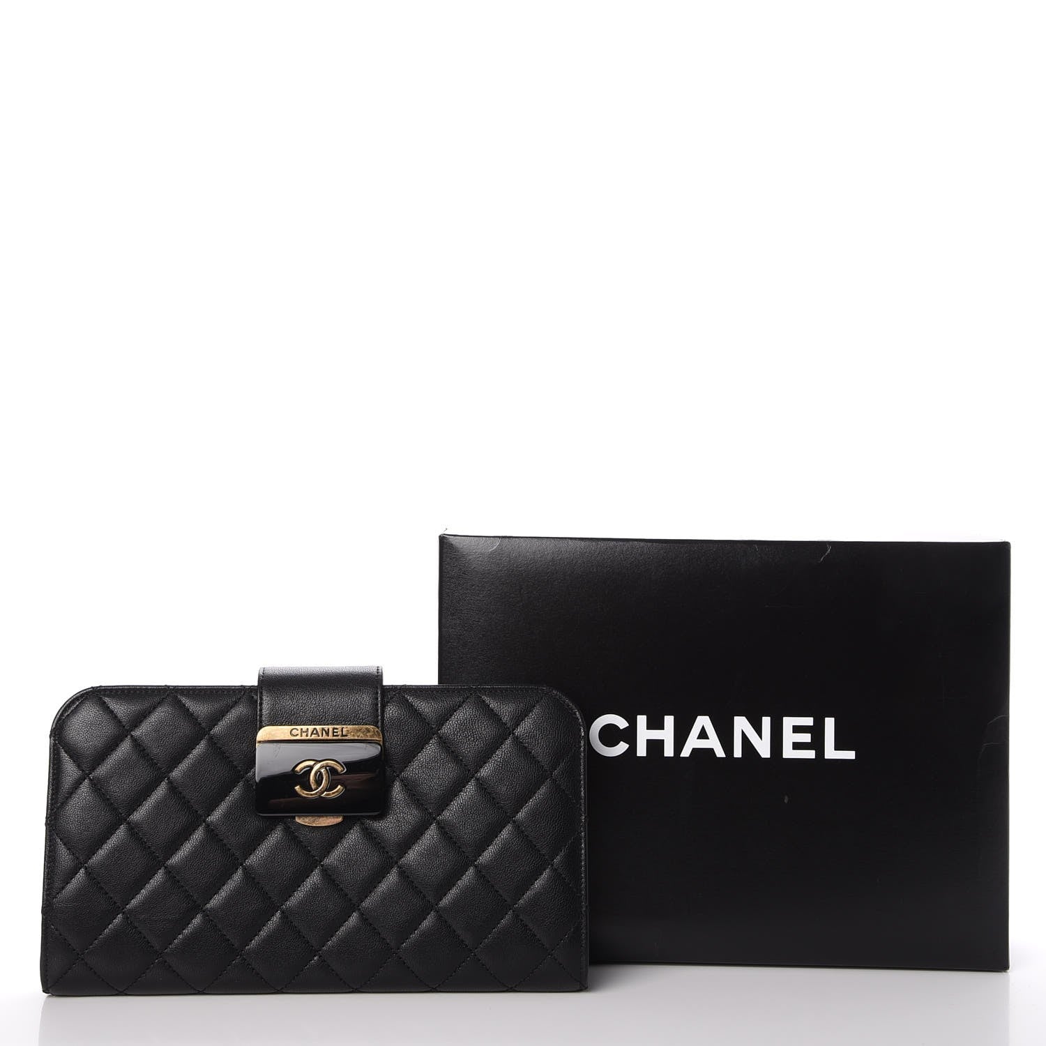 Chanel Sheepskin Quilted Beauty Lock Clutch Black 8 of 8