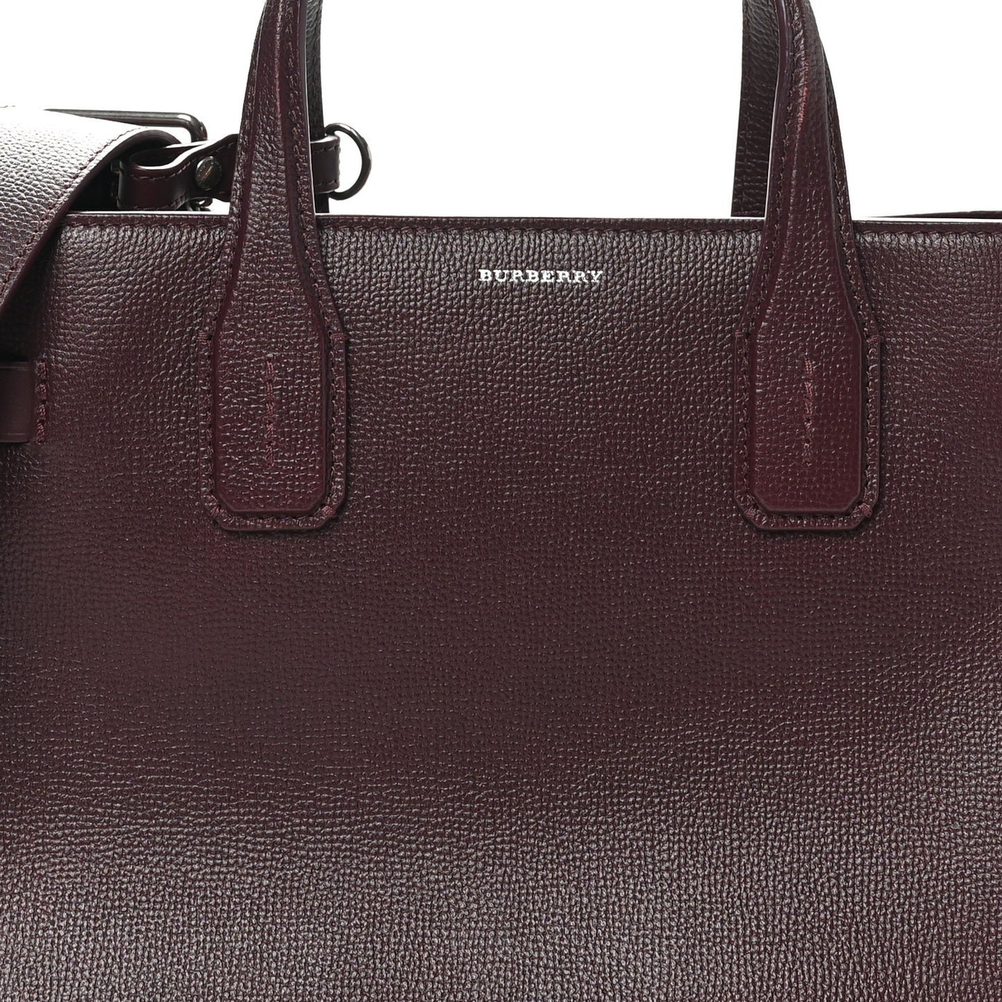 Grainy Calfskin House Check Medium Banner Tote Mahogany Red