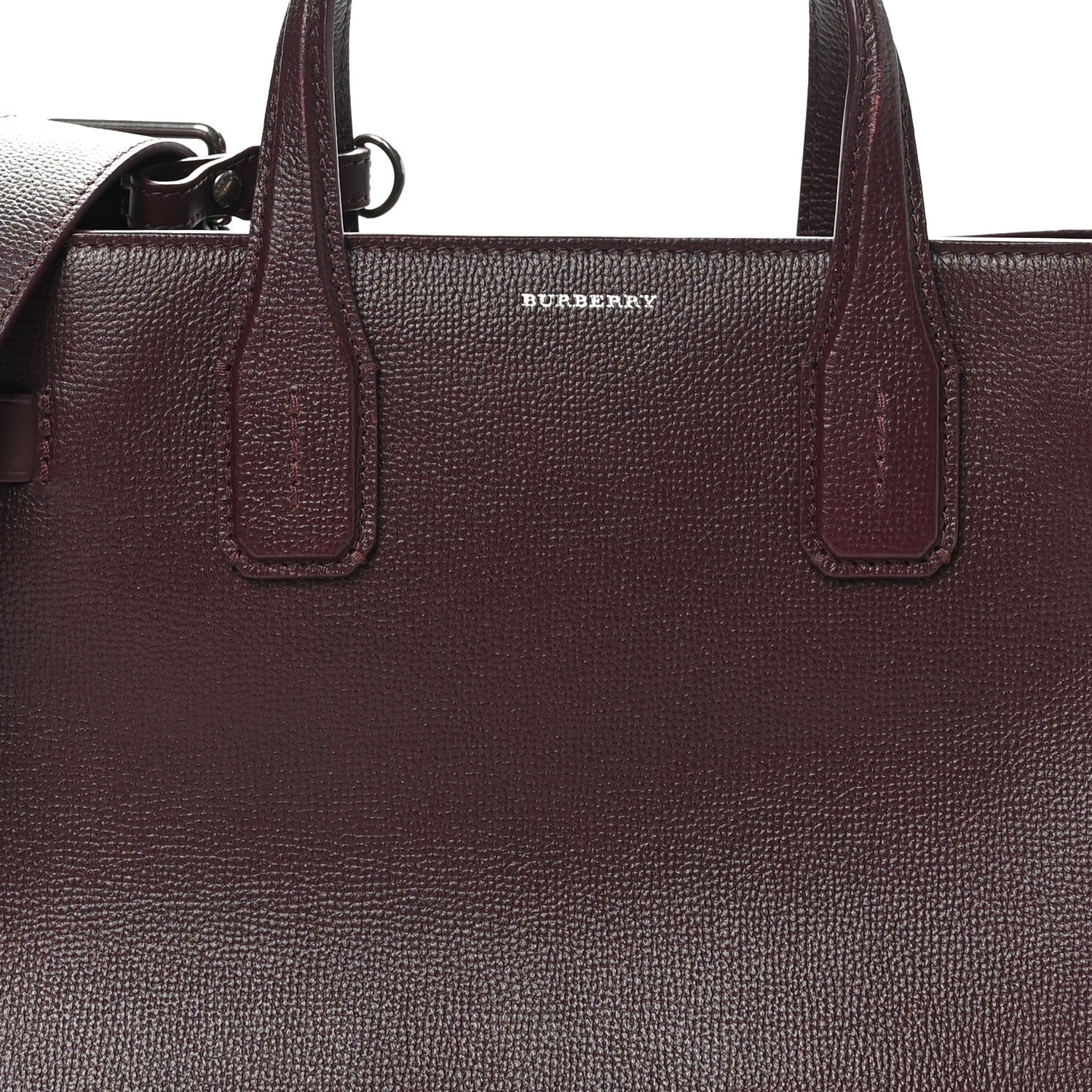 Burberry Grainy Calfskin House Check Medium Banner Tote Mahogany Red 7 of 11
