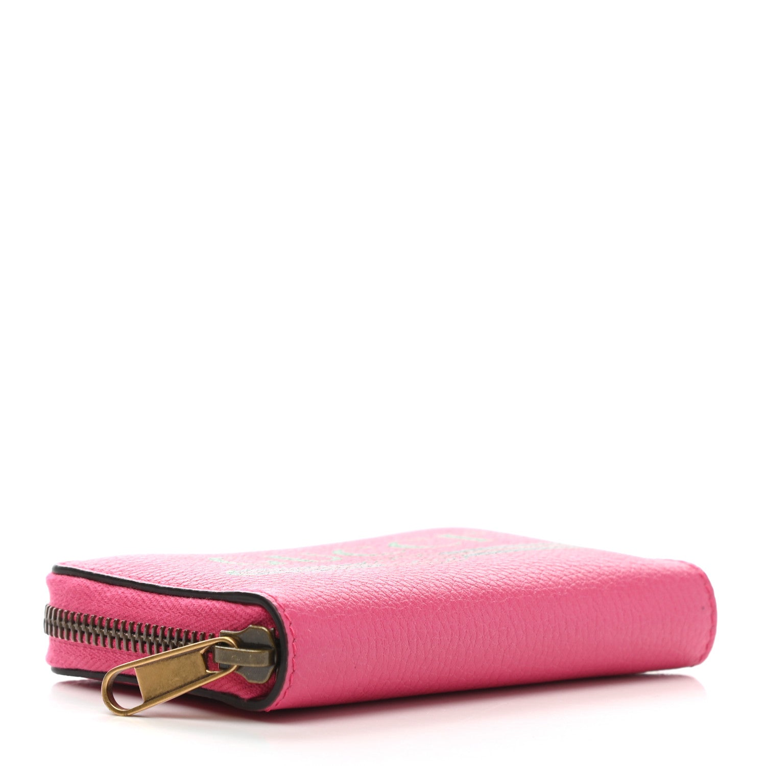 Gucci Grained Calfskin Logo Zip Around Card Case Box Pink Green 4 of 6