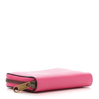 Gucci Grained Calfskin Logo Zip Around Card Case Box Pink Green 4 of 6