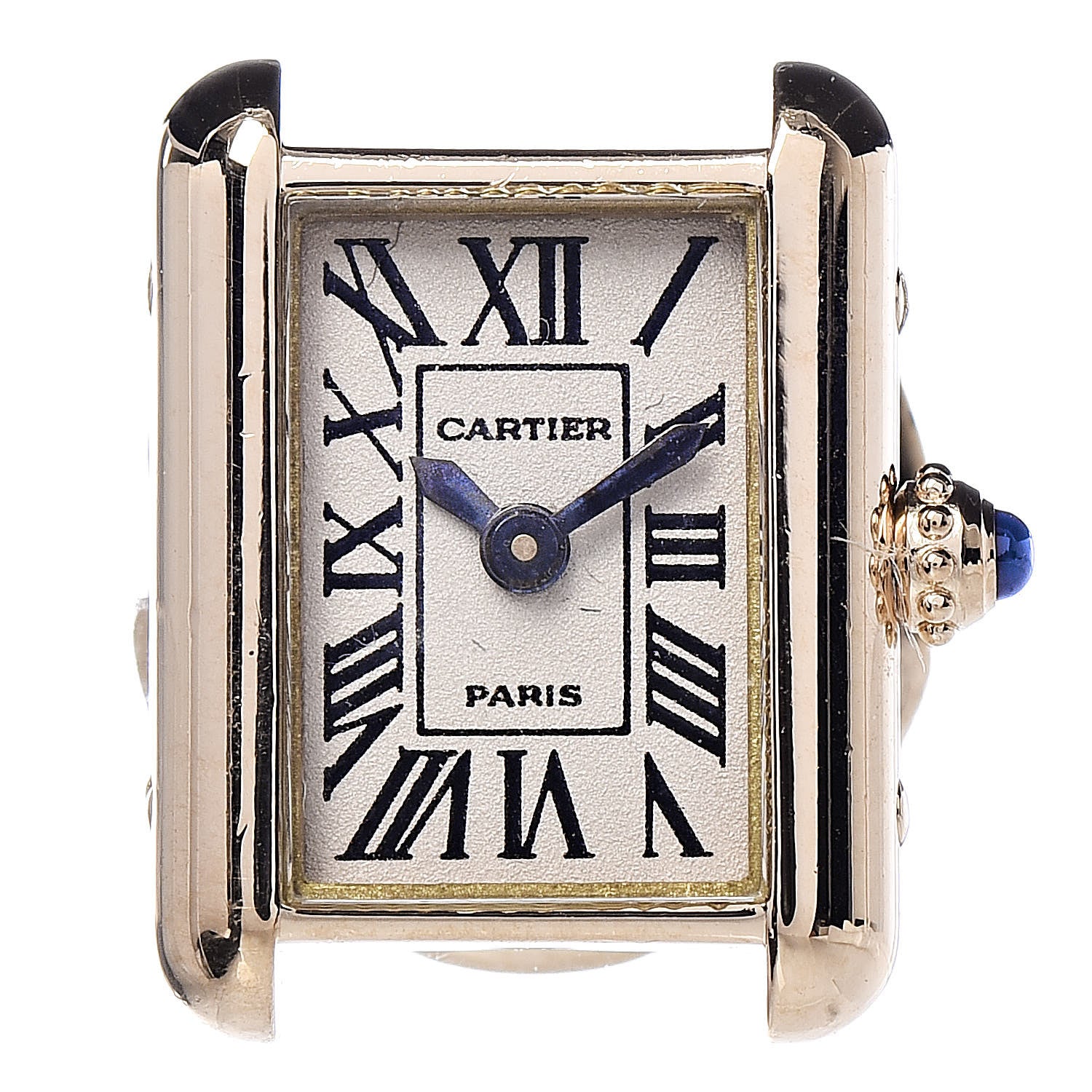 Cartier 18K Yellow Gold Tank Clock Lapel Pin Brooch 1 of 5