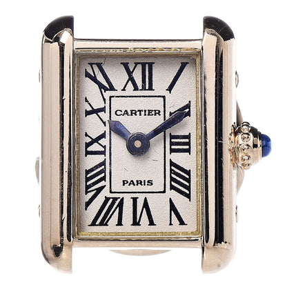 Cartier 18K Yellow Gold Tank Clock Lapel Pin Brooch 1 of 5