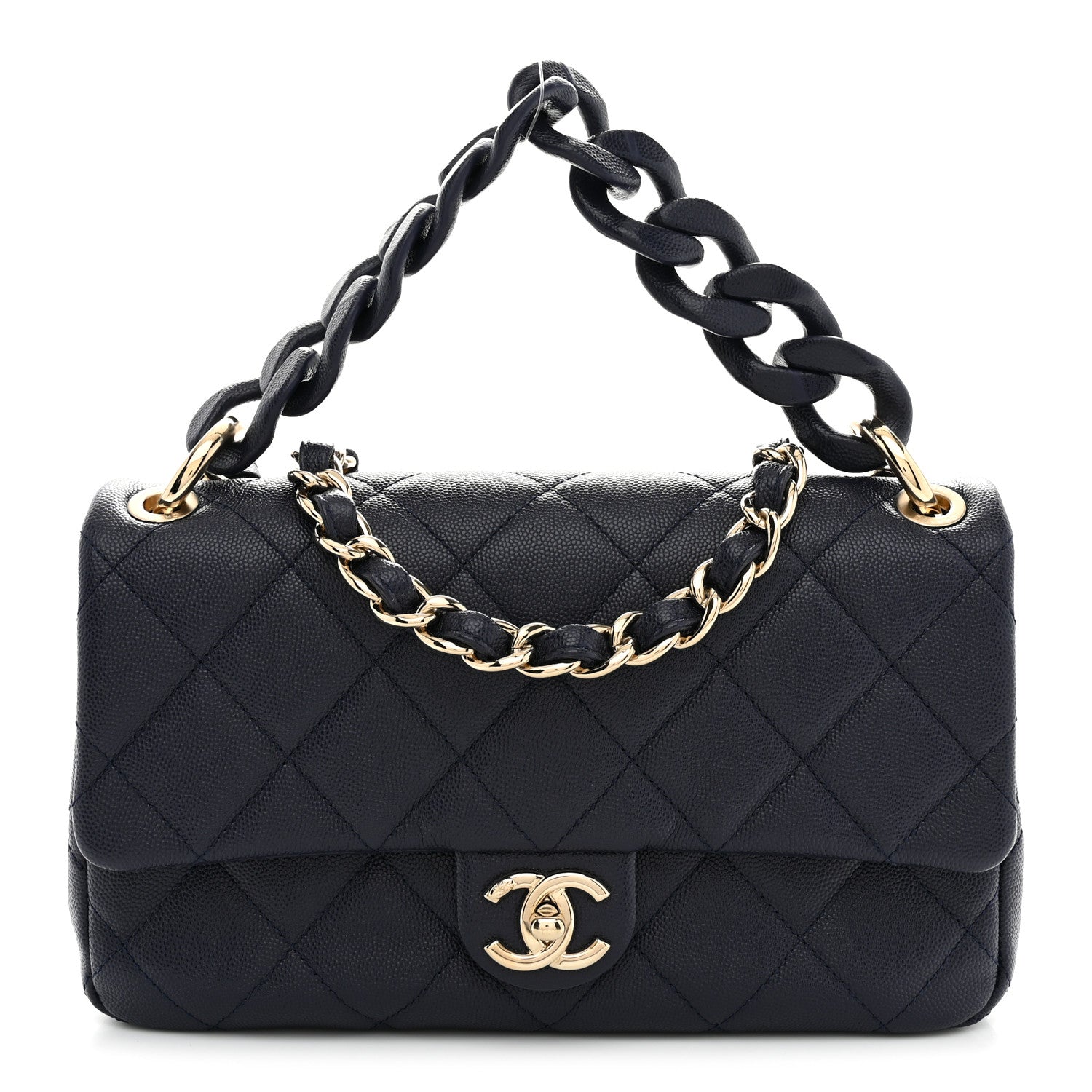 Chanel Caviar Quilted Large Funky Match Flap Navy 1 of 10