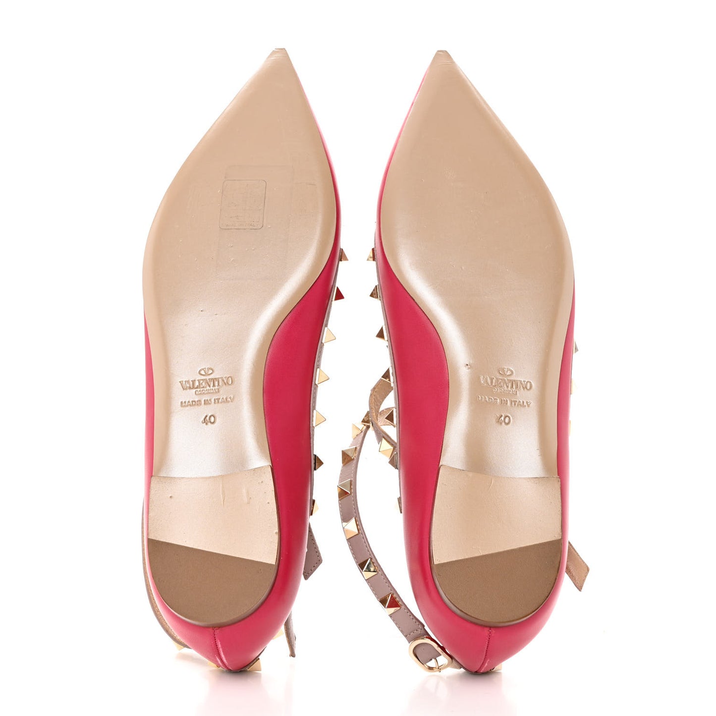Calfskin Nappa Rockstud Cage Ballerina Flats 40 Cyclamin Poudre