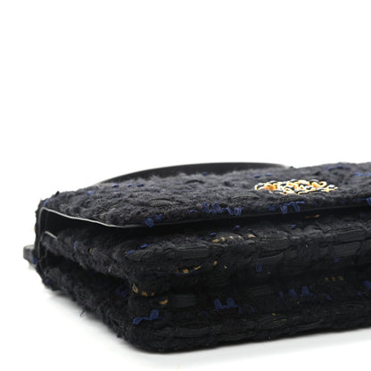 Chanel Tweed Quilted Chanel 19 Wallet On Chain WOC Black Navy Gold 8 of 9