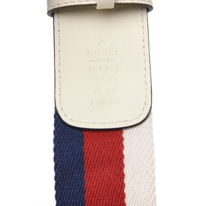 Gucci Nylon Calfskin Sylvie Web Double G 40mm Belt 95 38 Mystic White Hibiscus Red Maritime 4 of 4