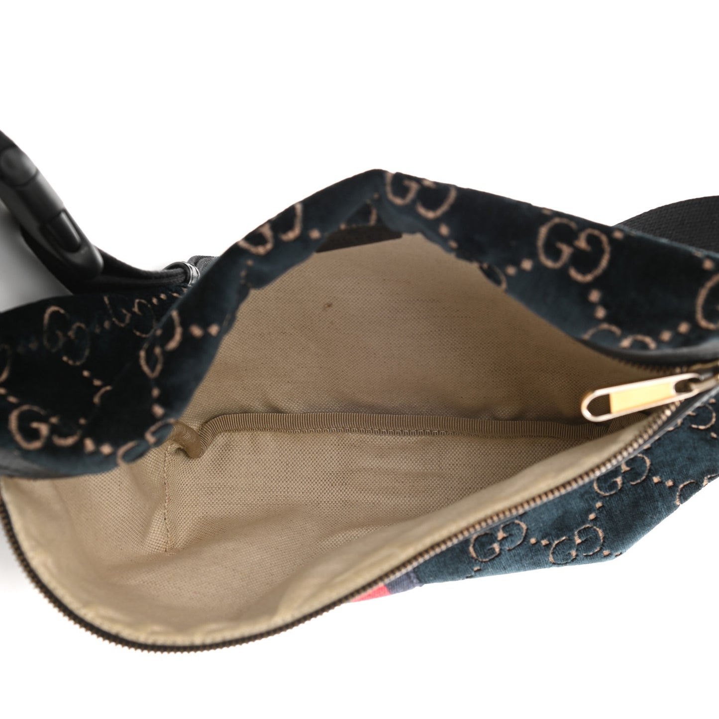 Velvet GG Monogram Web Belt Bag Blue Beige