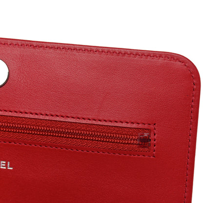 Chanel Caviar Quilted Boy Wallet On Chain WOC Red 11 of 12