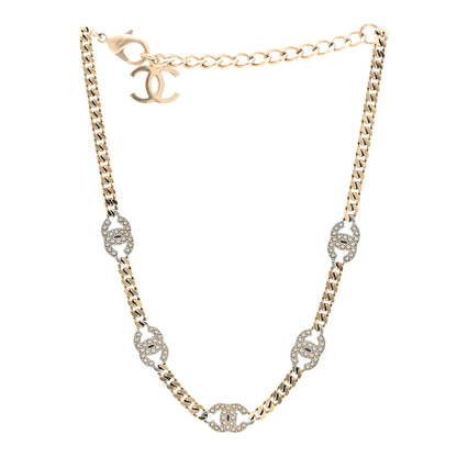 Chanel Crystal Chain CC Link Choker Gold Silver 3 of 5