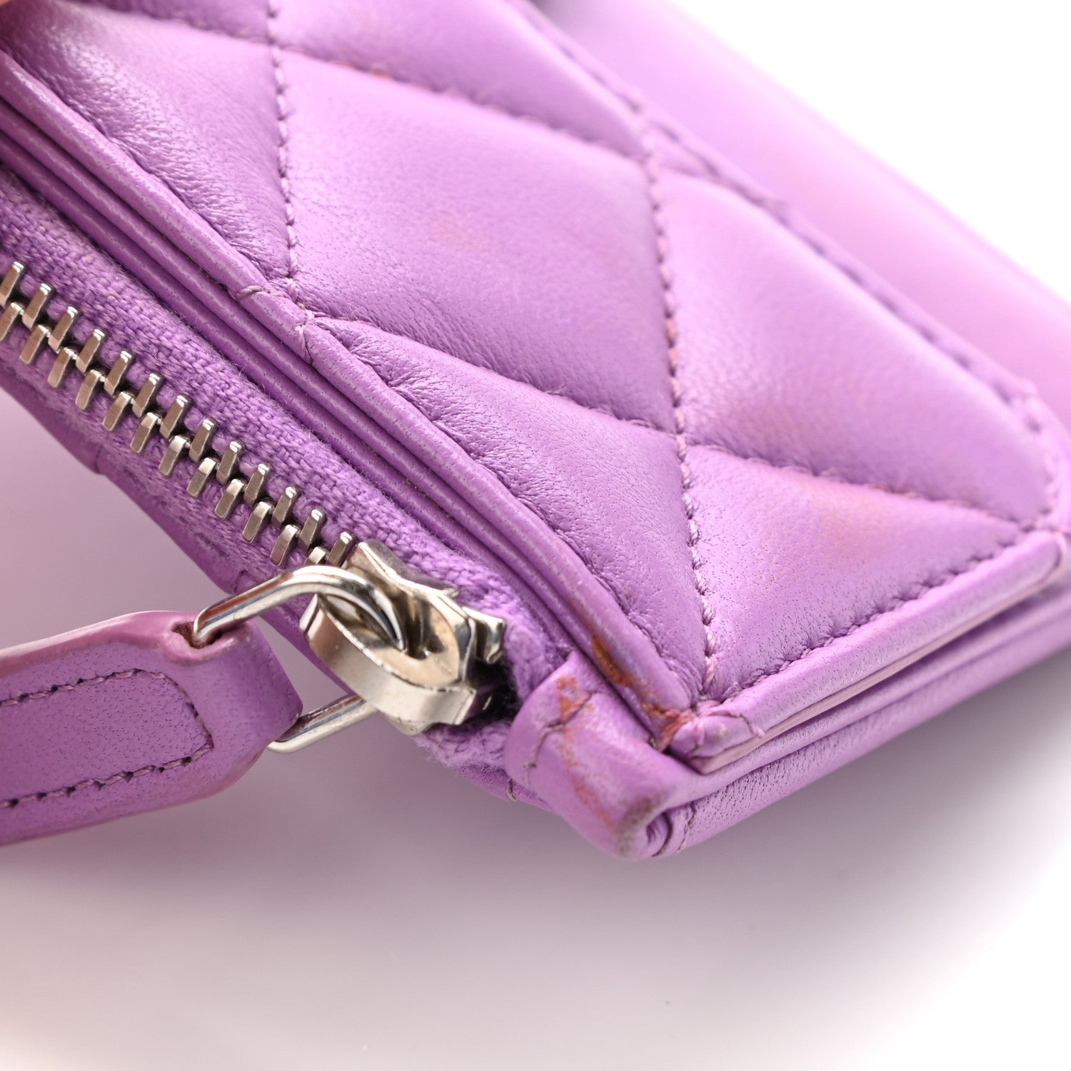Chanel Lambskin Quilted Flap Zip Card Holder Purple 11 of 11