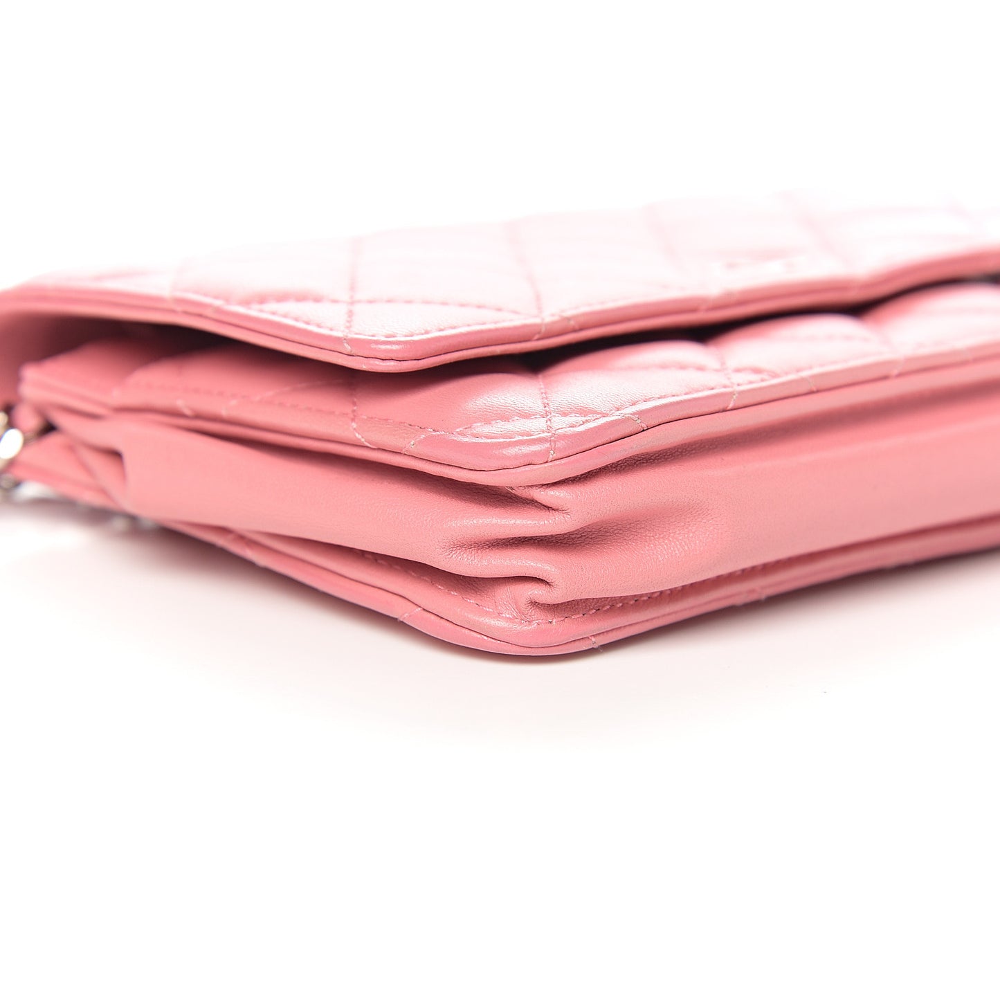 Lambskin Quilted Wallet On Chain WOC Pink