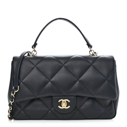 Chanel Lambskin Quilted Easy Carry Flap Navy 1 of 11