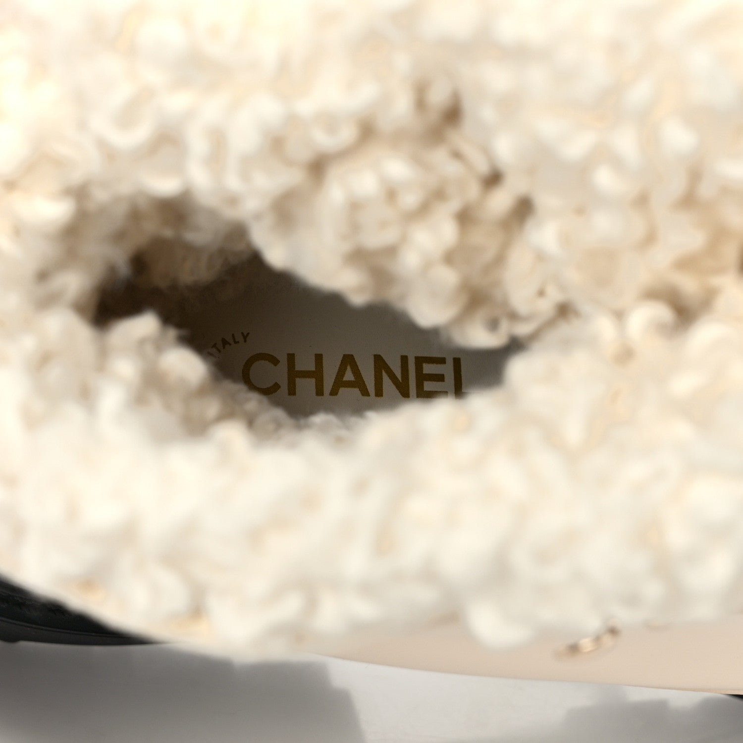 Chanel Calfskin Shearling CC Lace Up Boots 38 Light Beige Ivory 10 of 12
