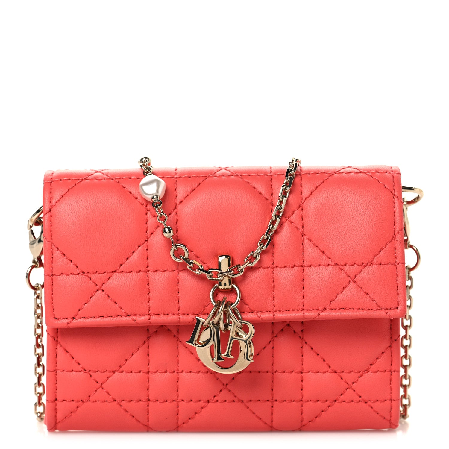 Christian Dior Lambskin Cannage Miss Dior Glycine Wallet on Chain
