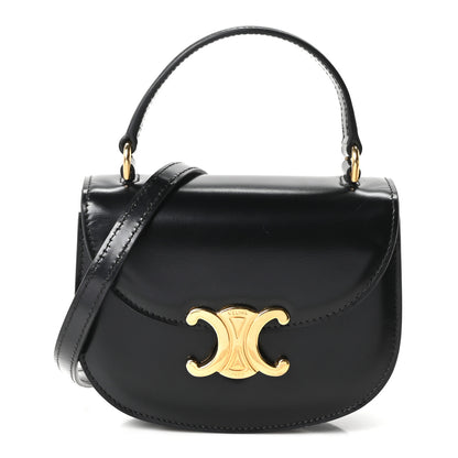 Celine Shiny Calfskin Triomphe Mini Besace Clea Black 1 of 10