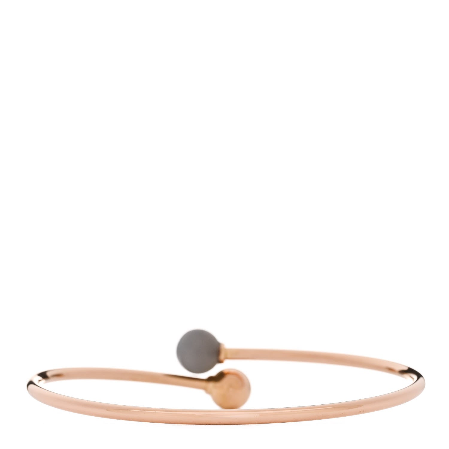 Tiffany 18K Rose Gold Gray Moonstone 8mm HardWear Ball Bypass Bracelet 2 of 4