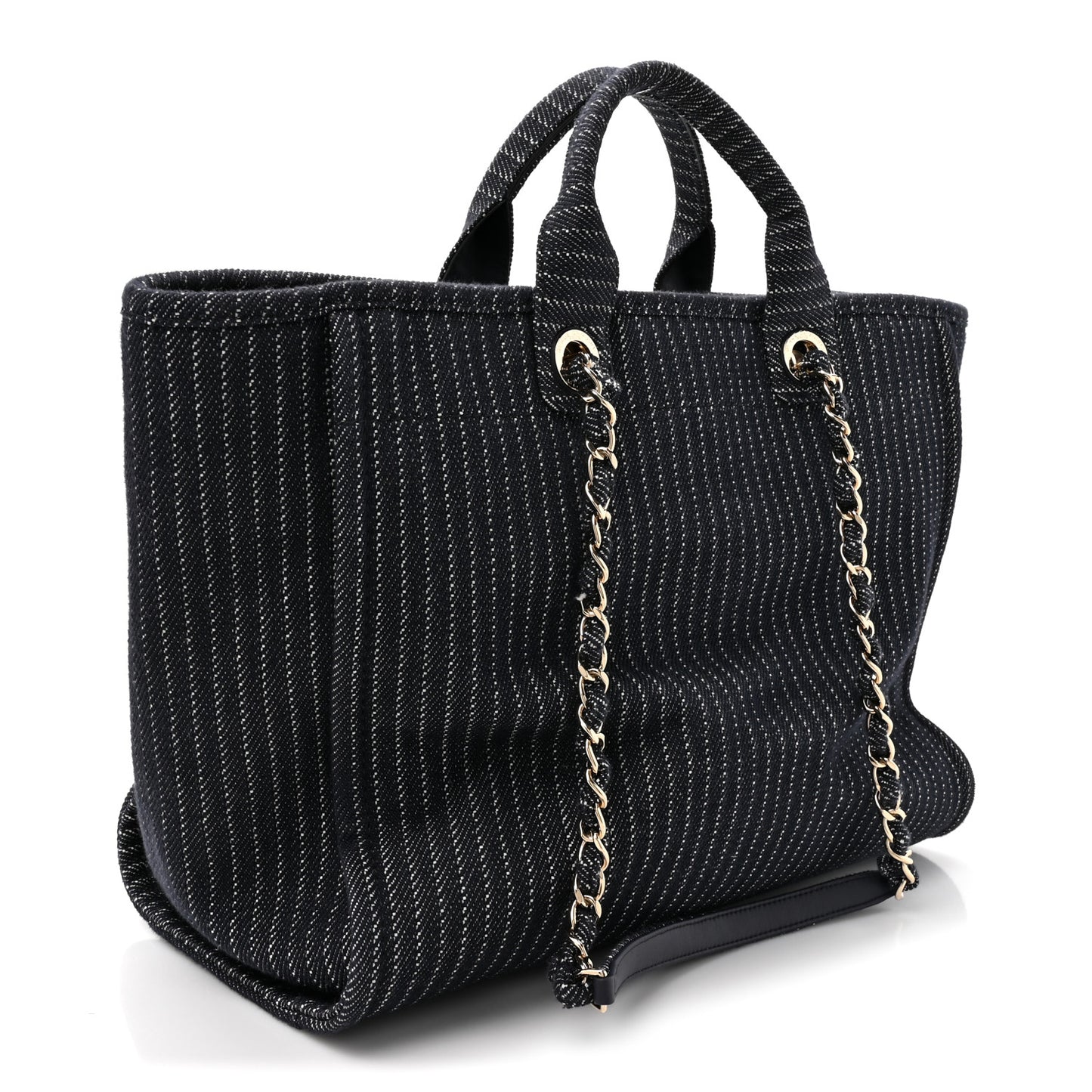 Denim Striped Medium Deauville Tote Blue White