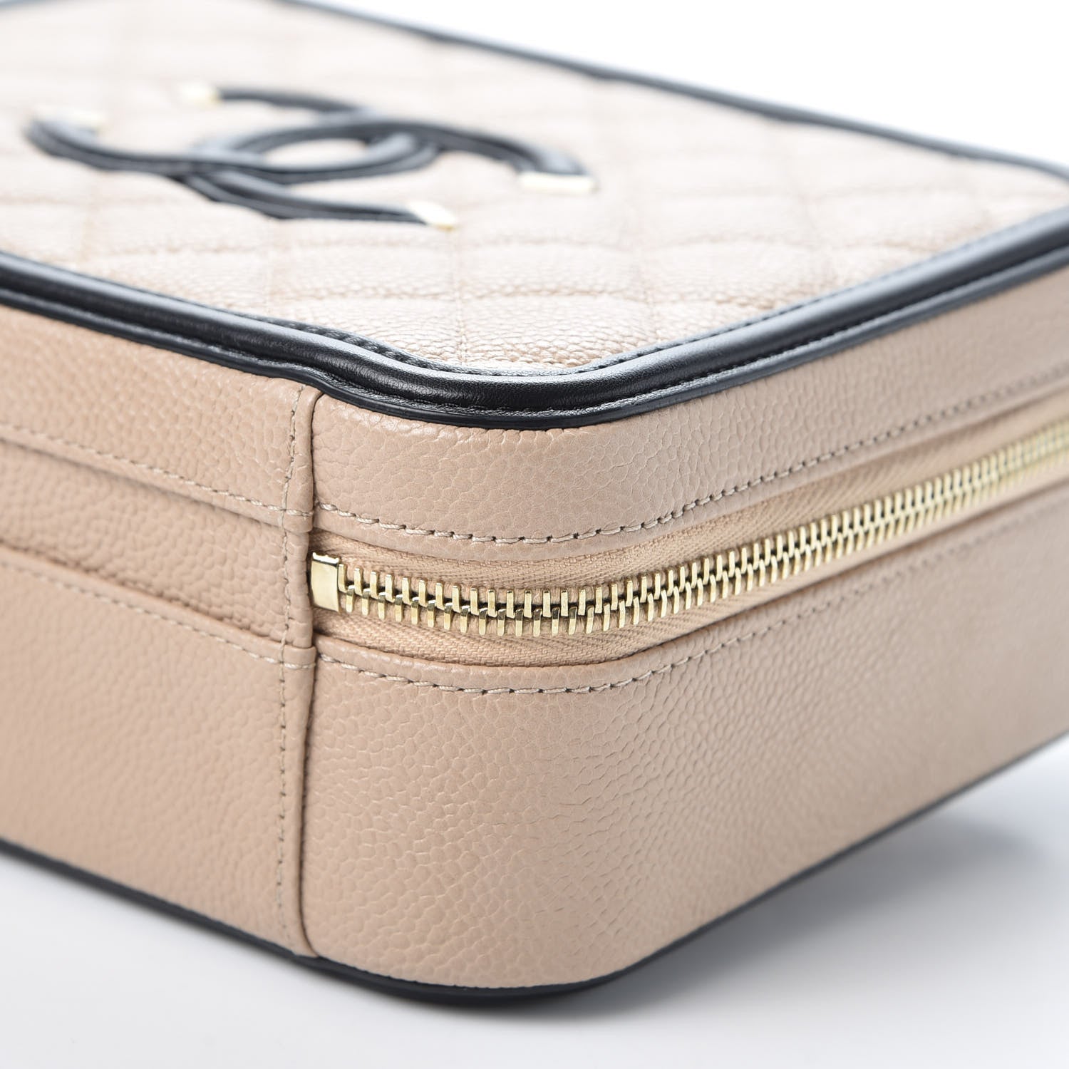Chanel Caviar Quilted Medium CC Filigree Vanity Case Beige Black 6 of 11