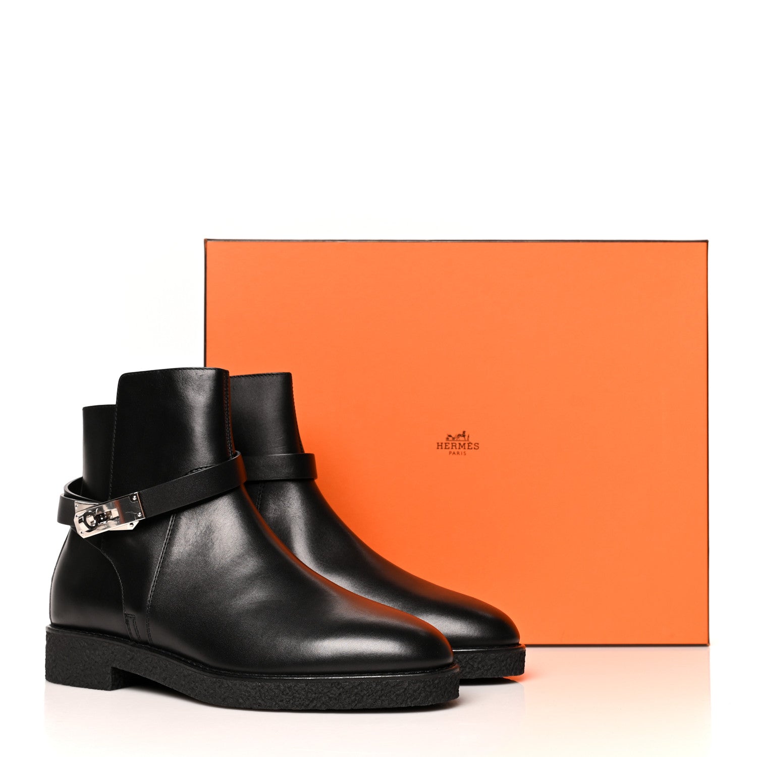 Hermes Calfskin Follow Ankle Boots 40 Black 8 of 8