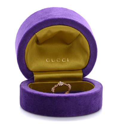 Gucci 18K Rose Gold Diamond Flora Band Ring 53 6.5 5 of 5