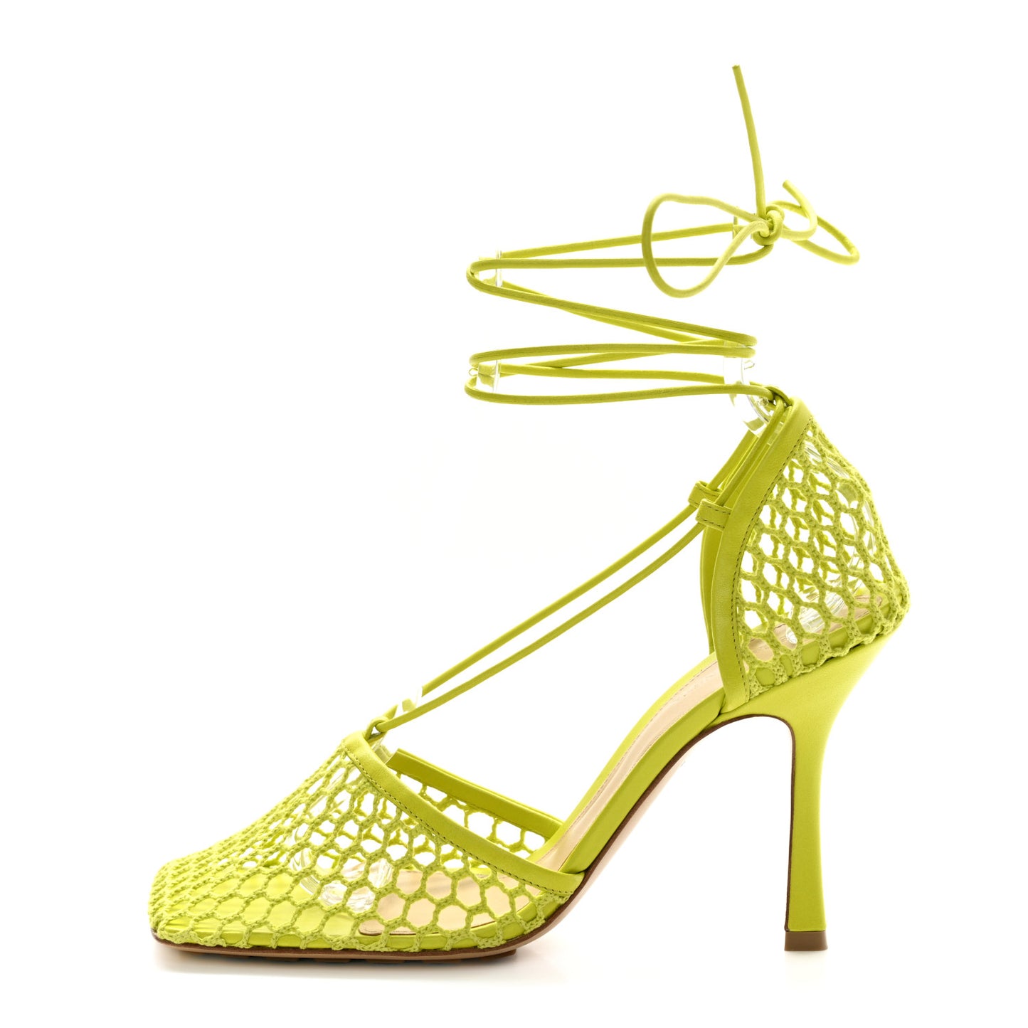 Mesh Nappa Stretch Ankle Tie Sandals 40 Kiwi